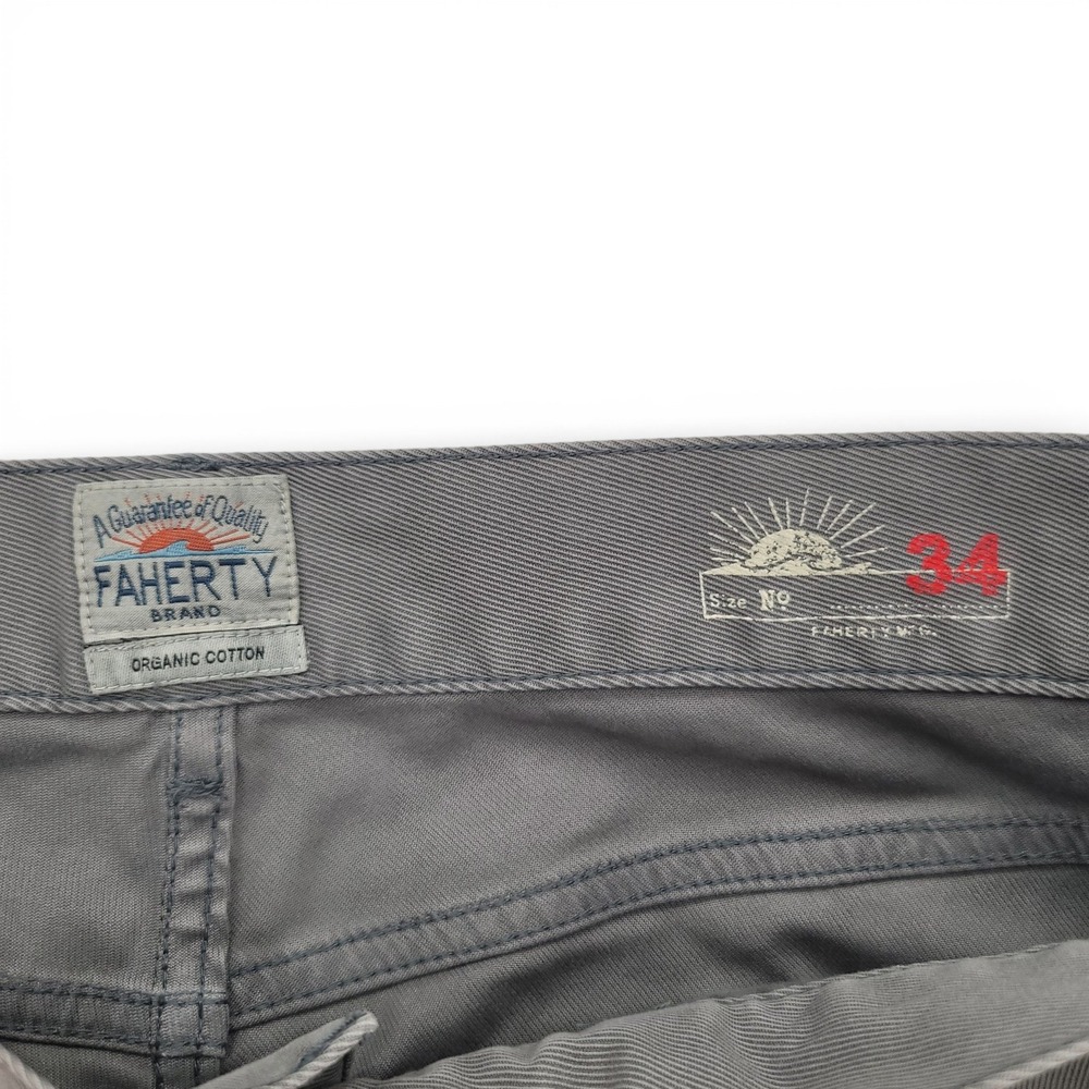 Faherty Mens 34 Gray Organic Cotton Stretch 5 Pocket Pants Coastal Casual - Picture 5 of 6